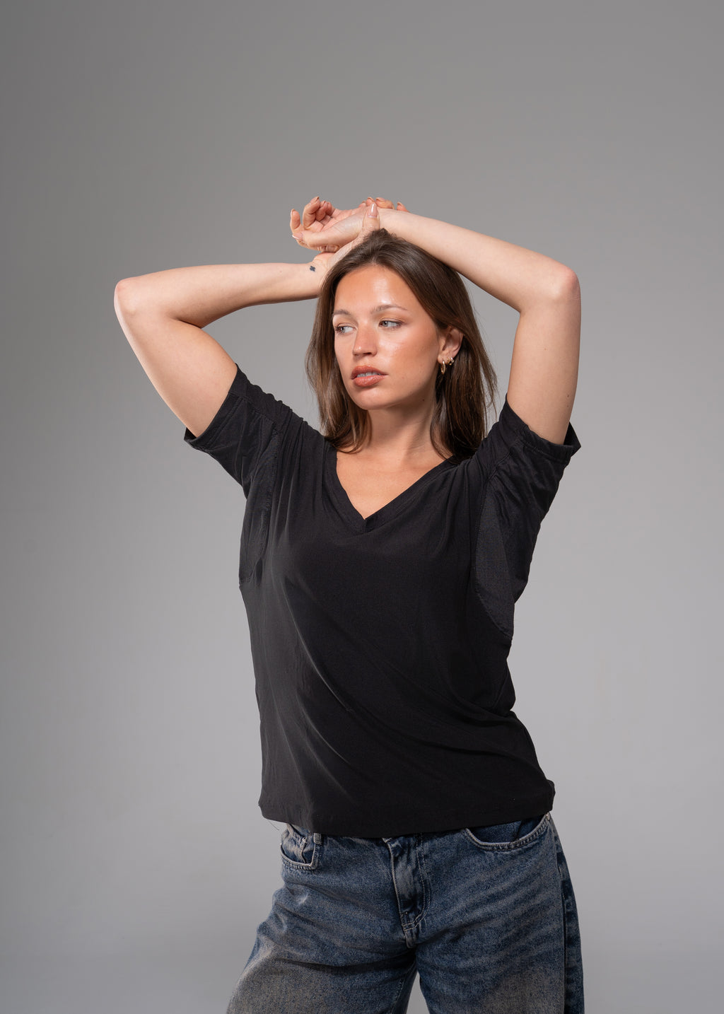 Black V-Neck Vesta Shirt