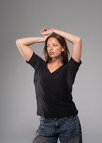 Black V-Neck Vesta Shirt