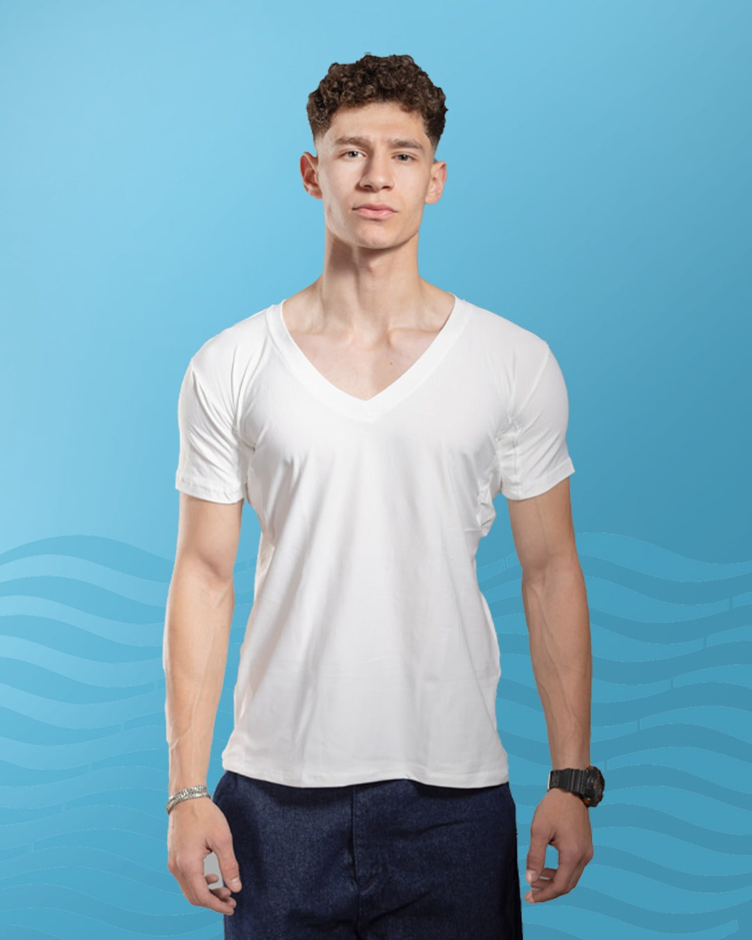 White V-Neck Vesta Shirt