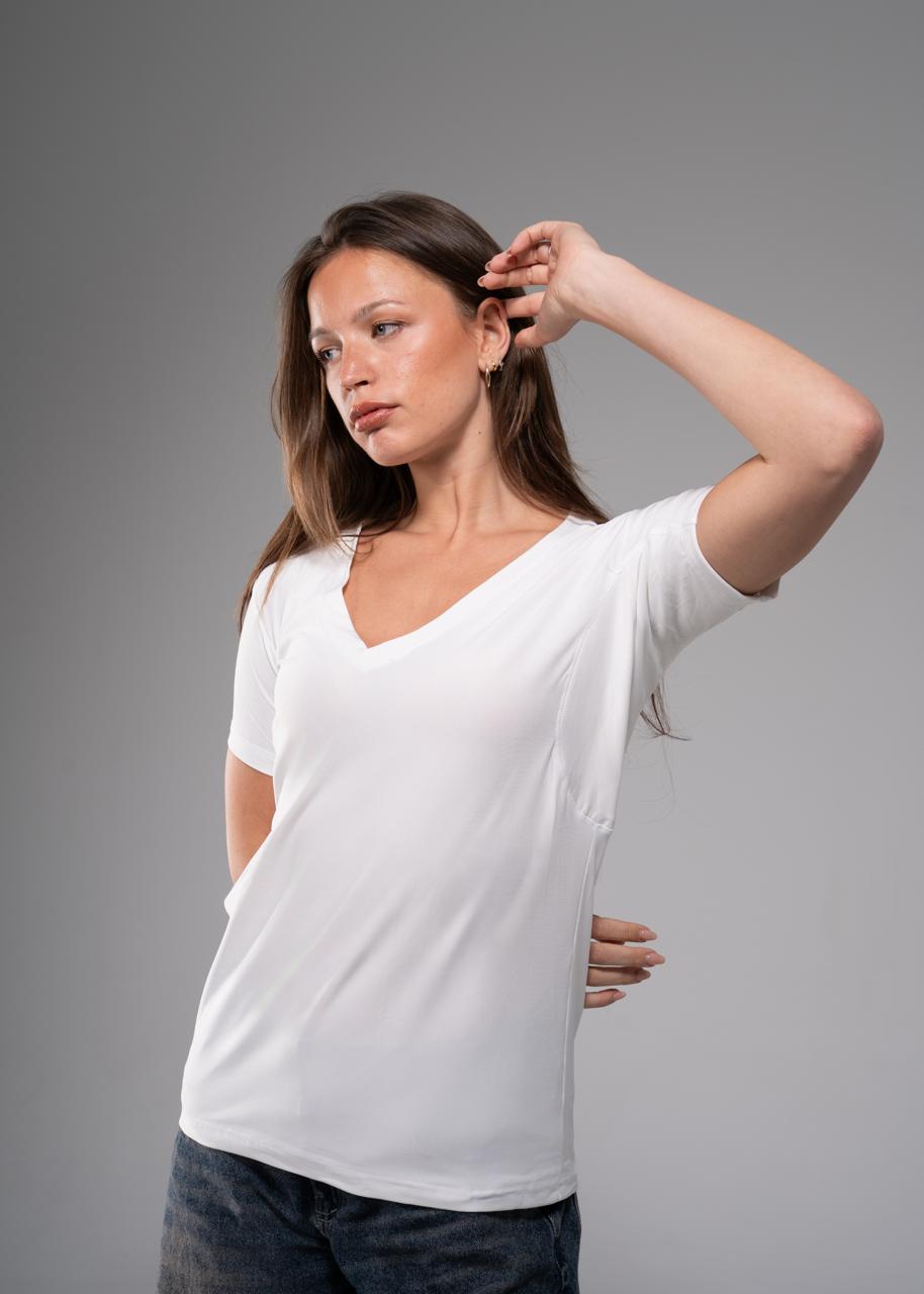 White V-Neck Vesta Shirt