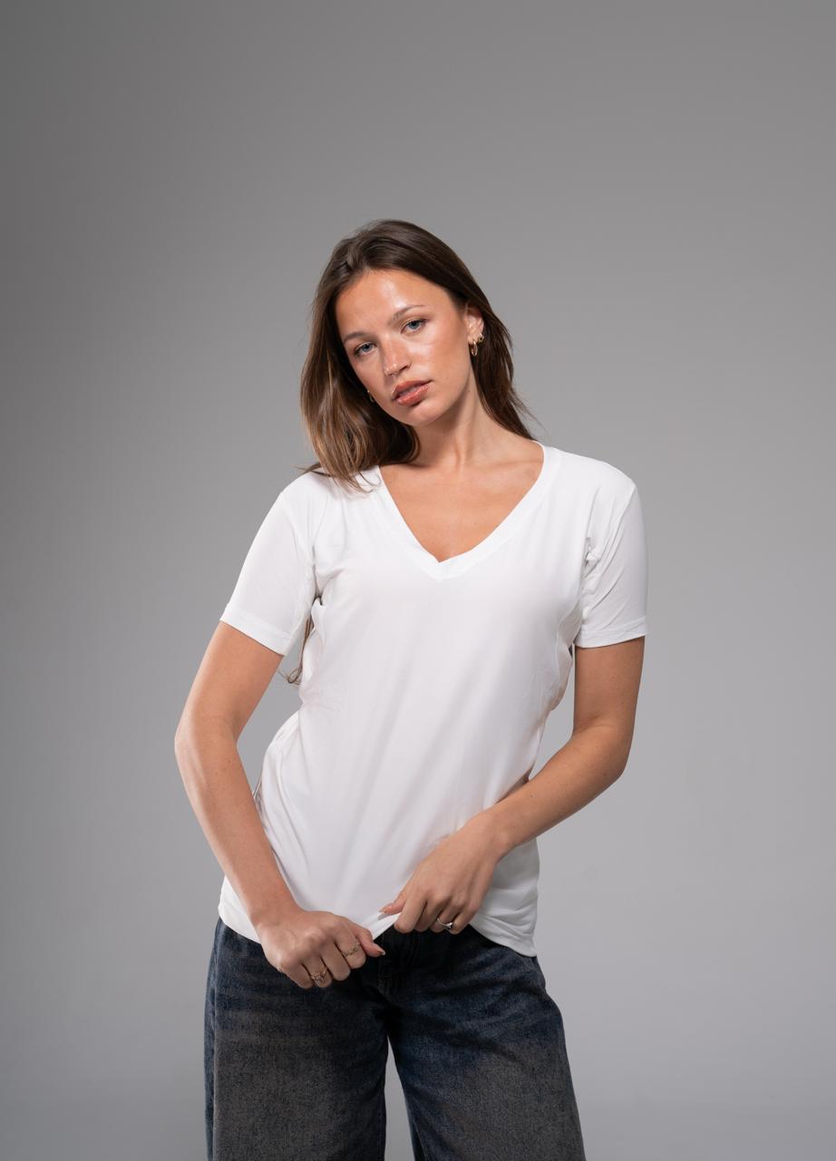 White V-Neck Vesta Shirt