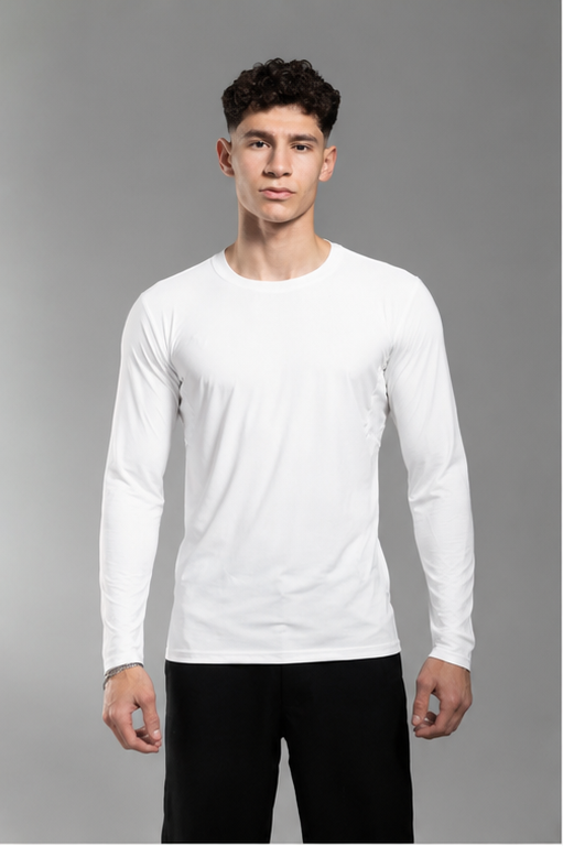 White Round Long Sleeve Shirt